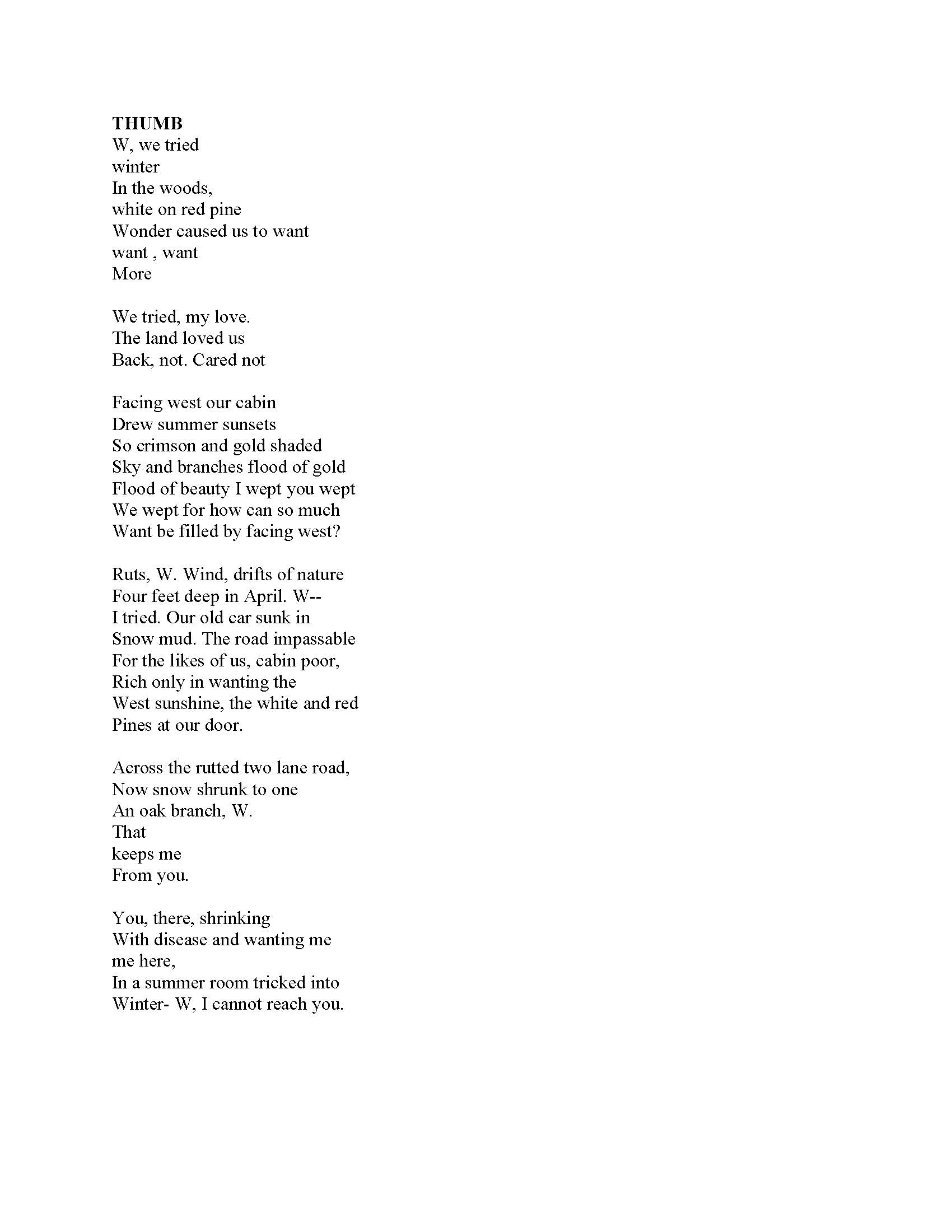 Thumb, a Poem for my Brother – Laura Lee